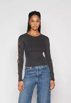 Футболка с длинным рукавом Onlwhitney ONLY, цвет black detail/washed