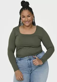 Футболка с длинным рукавом ONLY Carmakoma, зеленый