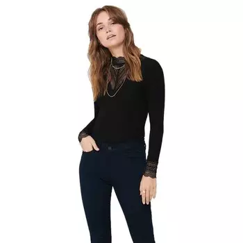 Футболка с длинным рукавом Only Tilde Lace High Neck, черный