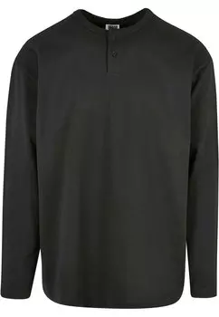 Футболка с длинным рукавом OVERSIZED HENLEY LONGSLEEVE Urban Classics, черная