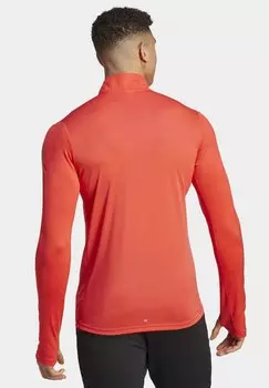 Футболка с длинным рукавом Own The Run Quarter Zip adidas Performance, ярко-красная