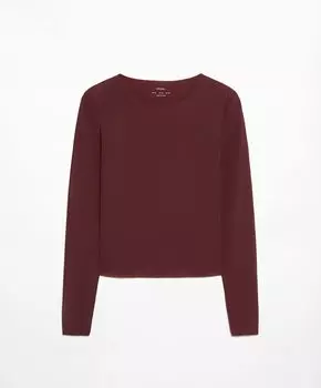 Футболка с длинным рукавом Oysho Mesh Long Sleeved, бордовый