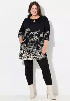 Футболка с длинным рукавом PAISLEY PLACEMENT PRINT 3/4 SLEEVE Ulla Popken, черный