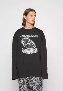 Футболка с длинным рукавом Panther Print Versace Jeans Couture, черный