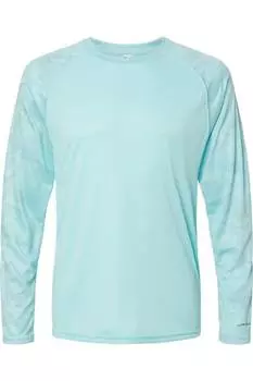 Футболка с длинным рукавом Paragon Cayman Performance Camo Colorblock, цвет aqua blue