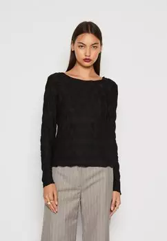 Футболка с длинным рукавом PCLOLA O NECK Pieces, черная