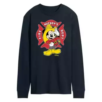 Футболка с длинным рукавом «Пожарный значок Микки Мауса» для мужчин Disney, синий
