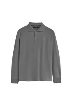 Футболка с длинным рукавом REGULAR FIT THREE BUTTONS RIGBY Polo Club, серый