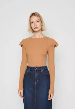 Футболка с длинным рукавом Ruffle GAP, цвет holiday brown