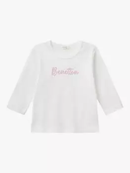 Футболка с длинным рукавом с логотипом baby Benetton, цвет Offwhite