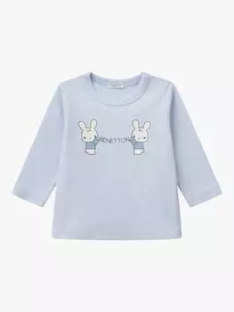 Футболка с длинным рукавом с логотипом baby Benetton, цвет Light Blue Powder