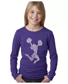 Футболка с длинным рукавом с надписью Big Girl's Word Art - Cheer LA Pop Art