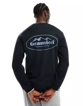 Футболка с длинным рукавом с принтом альпинизма черного цвета Gramicci