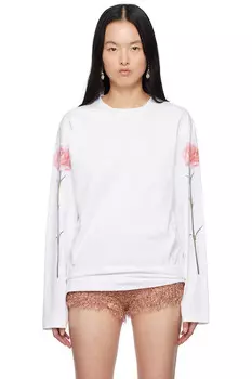 Футболка с длинным рукавом с принтом гвоздик Simone Rocha, белый
