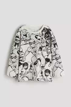Футболка с длинным рукавом с принтом H&M, серый