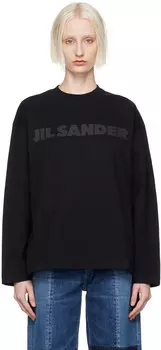 Футболка с длинным рукавом с принтом Jil Sander, черный