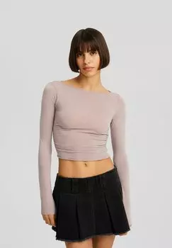 Футболка с длинным рукавом Seam Detail Bershka, цвет sand