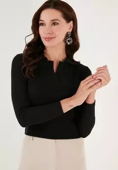 Футболка с длинным рукавом SLIM FIT LELA, черный