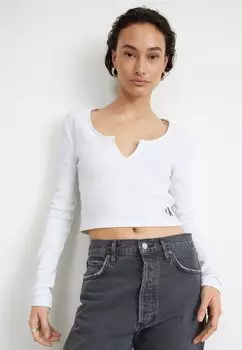 Футболка с длинным рукавом SPLIT COLLAR LONG SLEEVE Calvin Klein Jeans, ярко-белая