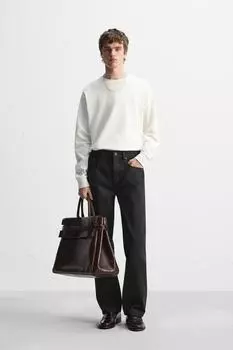 Футболка с длинным рукавом средней плотности ZARA, экрю