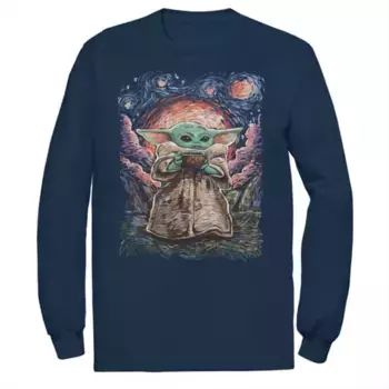 Футболка с длинным рукавом Star Wars The Child "Звёздная ночь" больших размеров Licensed Character, синий