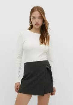 Футболка с длинным рукавом Stradivarius, белая