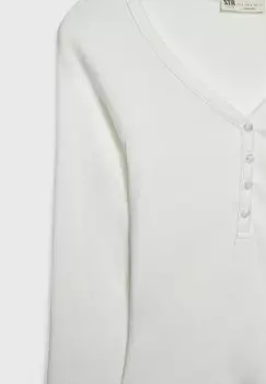 Футболка с длинным рукавом Stradivarius, белая