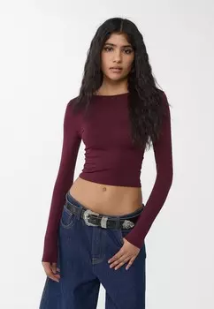 Футболка с длинным рукавом Stradivarius, Бургундия