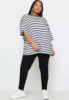 Футболка с длинным рукавом Stripe Boxy Yours Clothing, серая