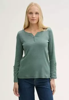 Футболка с длинным рукавом STRIPE HENLEY TOM TAILOR, зеленый