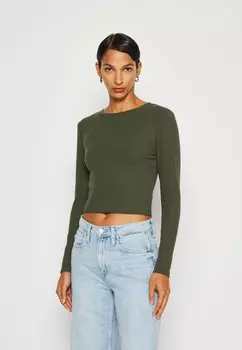 Футболка с длинным рукавом Ultra Crop Rib Tee GAP, хаки
