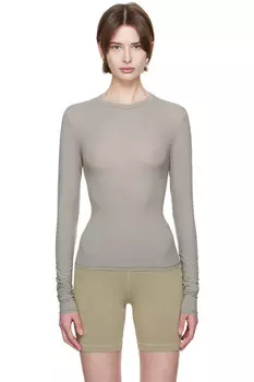 Футболка с длинным рукавом универсального размера Skims, цвет smoke