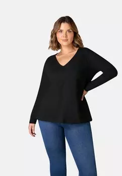 Футболка с длинным рукавом V Neck Live Unlimited London, черный