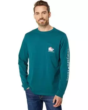 Футболка с длинным рукавом Vineyard Vines 2022 Classic Christmas Long Sleeve Tee, цвет Deep Juniper