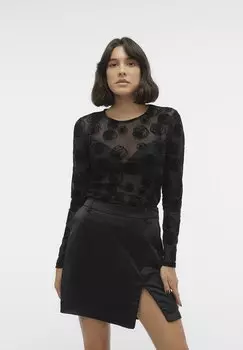 Футболка с длинным рукавом Vmluna Vero Moda, черный