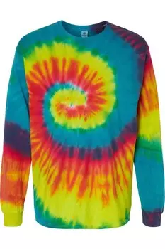 Футболка с длинным рукавом в цветном узоре Colortone, цвет reactive rainbow