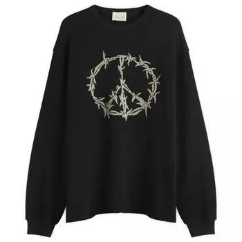 Футболка с длинным рукавом в готическом стиле с надписью Peace Press Aries, черный
