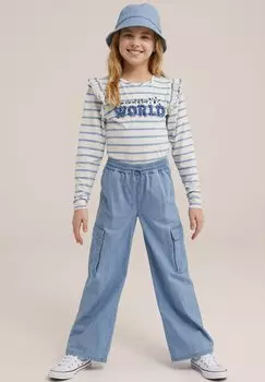 Футболка с длинным рукавом WE Fashion, синяя