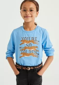 Футболка с длинным рукавом WE Fashion, синяя