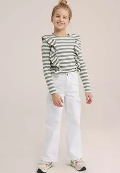 Футболка с длинным рукавом WE Fashion, зеленая