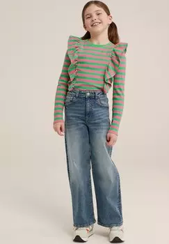 Футболка с длинным рукавом WE Fashion, зеленая