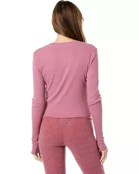 Футболка с длинным рукавом Wildfox Ren 2X1 Rib Long Sleeve Tee, цвет Pigment Dry Rose