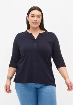 Футболка с длинным рукавом With 3/4 Sleeves Zizzi, темно-синий