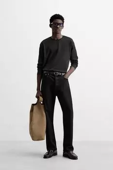 Футболка с длинным рукавом ZARA, черный