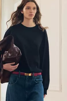 Футболка с длинным рукавом ZARA, черный