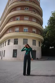 Футболка с длинным рукавом ZARA, цвет bottle green