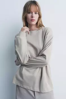 Футболка с длинным рукавом ZARA, песочный