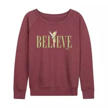 Футболка с длинным рукавом женская Tinker Bell Believe из французского флиса Disney, цвет heather maroon