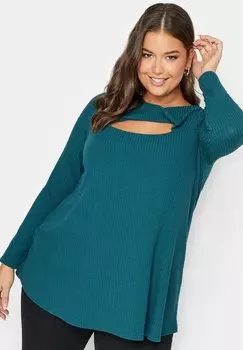 Футболка с длинными рукавами, бирюзовый Twist Front Swing Yours Clothing