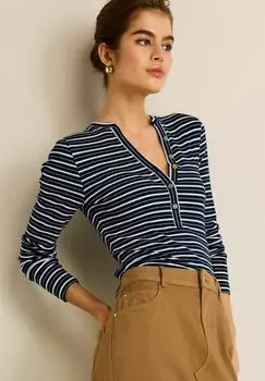 Футболка с длинными рукавами Button Detail Next, цвет ecru white navy blue